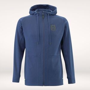 Husqvarna Motorcycles Men's Zip Hoodie Blue Cotton Blend Logo Outdoor Size XXL
